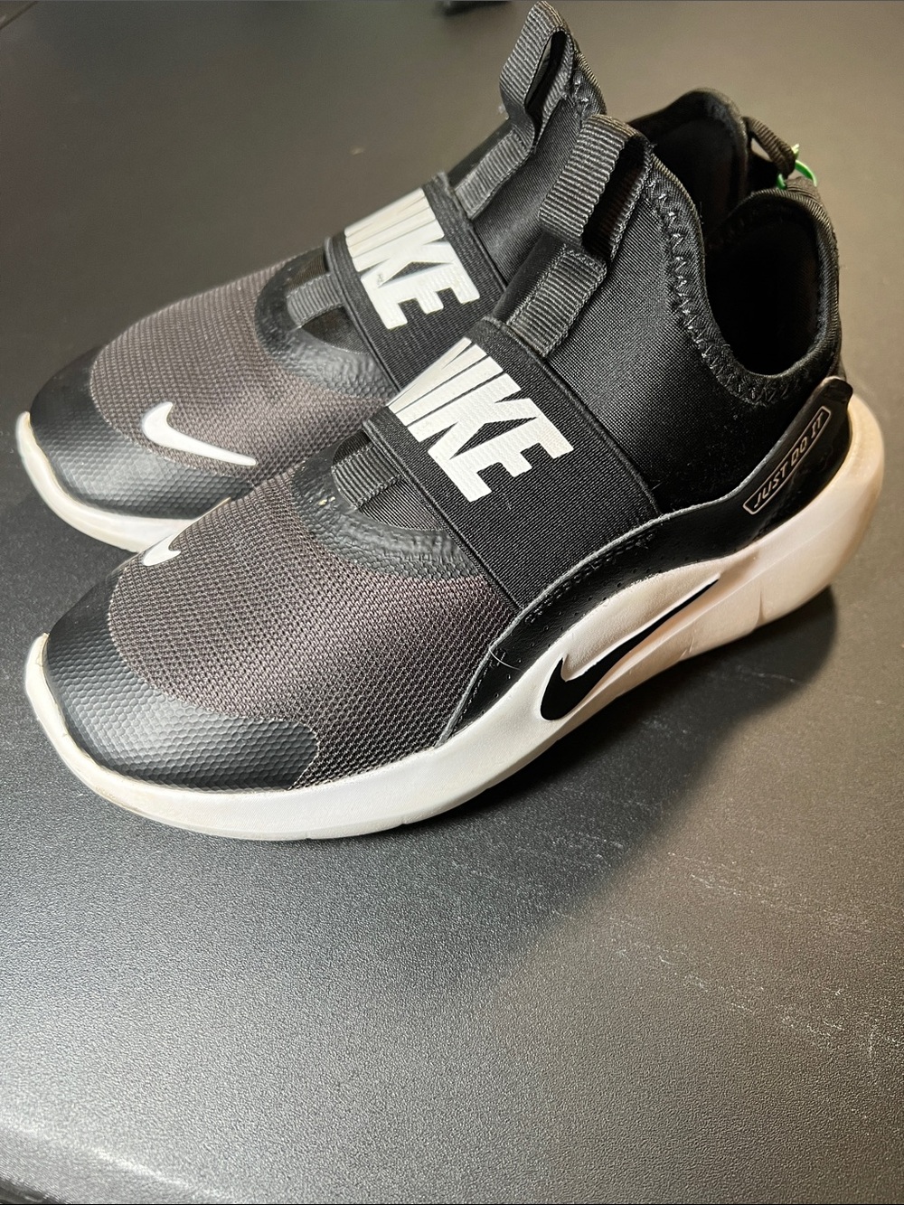 Nike Kids Black and White Strap Slip-On Sneakers